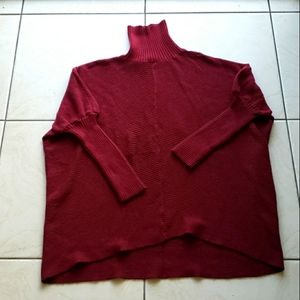 #10429-10 Sweater Hi-low Turtleneck,burgundy,1X
